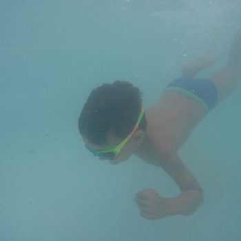 Aula de natação na escola de educação infantil bilíngue